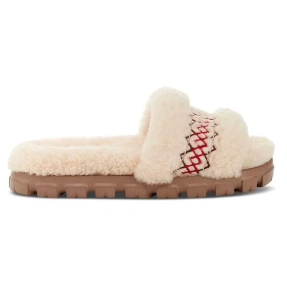 NEW UGG Women's Cozetta Braid Shearling Slide Sandals Cream W US 9 EU 40 [jb] - Picture 4 of 16